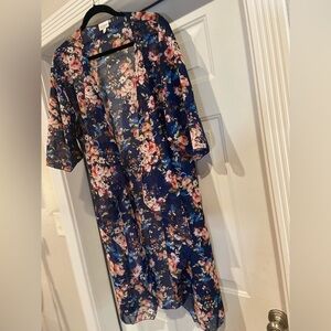 LuLaRoe~Lightweight~Multi-Color Floral~Open~3/4 Sleeve~Kimono Cardigan~Size M